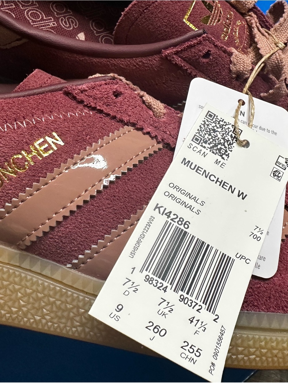 adidas München Suede Sneakers in Rosewood and Pale Pink - Picture 4 of 4